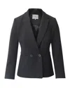 Maje Valmy Double-breasted Crepe Blazer In Black Polyester In Black