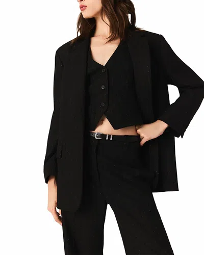 Maje Vanoir Rhinestone Suit Jacket In Black
