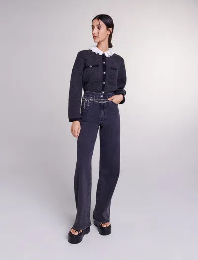 Maje Black Belted Baggy Jeans For Fall/winter