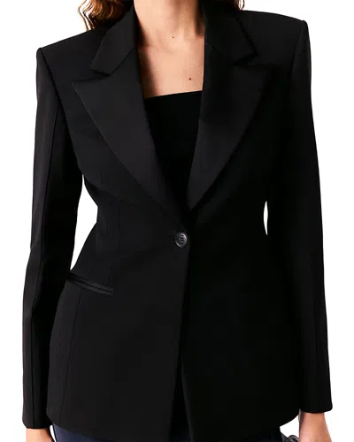Maje Varly Slim Fit Tuxedo Blazer In Black