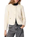 Maje Womens Cropped Tweed Jacket Blanc In Ecru