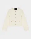 Maje Womens Cropped Tweed Jacket Blanc In Ecru