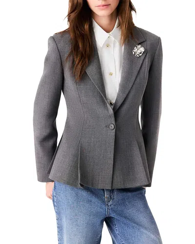 Maje Veandra Flared Blazer In Grey