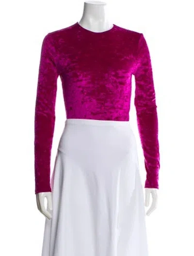 Pre-owned Maje Velvet Crew Neck Top In Purple