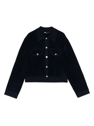Maje Velvet Cropped Jacket In Blue
