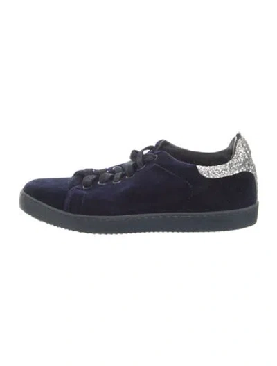 Pre-owned Maje Velvet Glitter Accents Sneakers In Blue