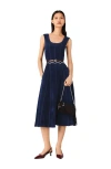 Maje Velvet Maxi Dress In Blue