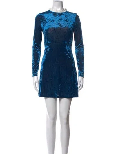 Pre-owned Maje Velvet Mini Dress In Blue