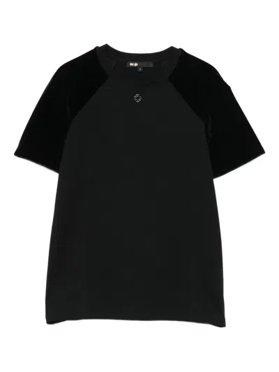Maje T-shirt Mit Samteinsatz In Green