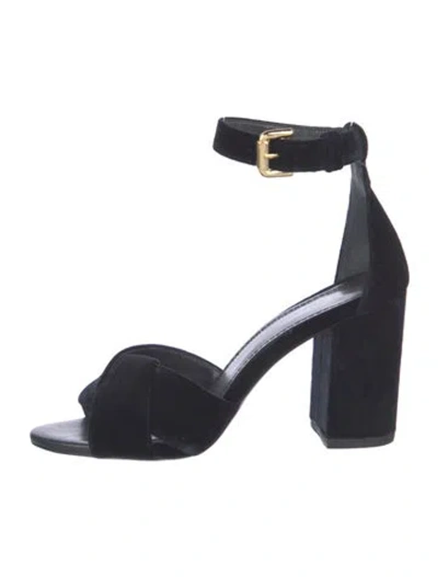 Pre-owned Maje Velvet Sandals In Blue