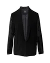 Maje Velvet Sleeve Blazer In Black Acetate In Black