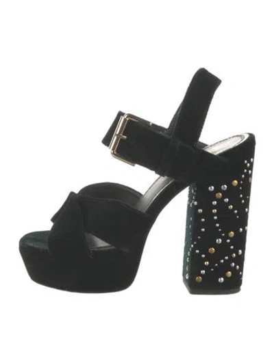 Pre-owned Maje Velvet Studded Accents Sandals In Black