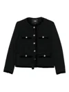 Maje Velvet-trim Belted Jacket In Black