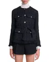 Maje Sequinned Tweed Jacket In Black