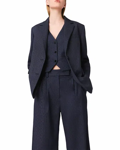 Maje Vernona Stripe Jacket In Blue