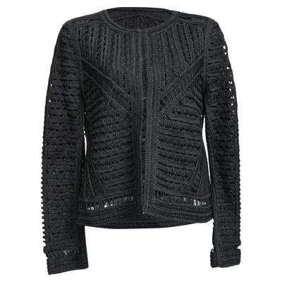 Maje Verone Crochet Jacket In Black Viscose