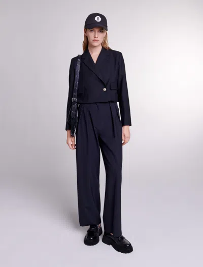 Maje Straight-fit Suit Jacket For Spring/summer In Black