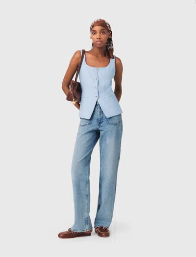 Maje Veston De Tailleur Long In Blue