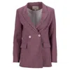 Maje Vic Double-breasted Houndstooth Blazer In Pink Cotton In Pink