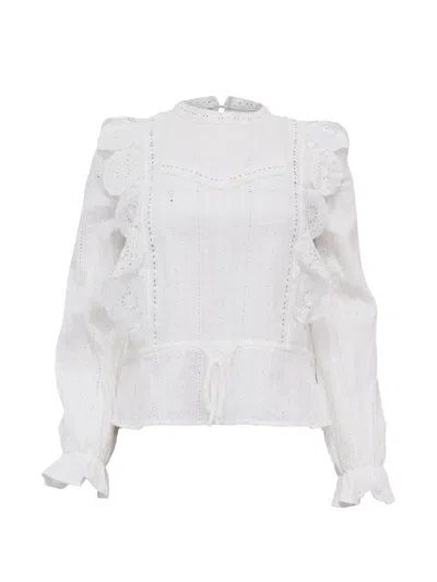 Pre-owned Maje Victorian Lace Blouse In White