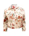 Maje Viflor Denim Jacket In Floral Print Cotton In Multi
