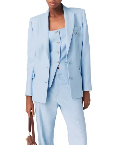 Maje Vigalue Double Breasted Suit Jacket In Blue