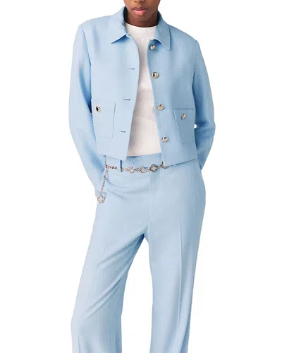 Maje Viguly Cropped Single Breasted Jacket In Blue