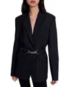 Maje Belted Suit Jacket In Black