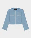 Maje Tweed Jacket In Blue