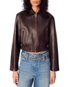 Maje Vintage Leather Jacket In Brown