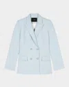Maje Womens Double-breasted Peak-lapel Stretch-woven Blazer Bleus In Blue Sky
