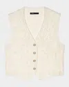 Maje Virendana Floral Lace Vest In Natural
