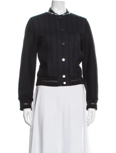 Pre-owned Maje Virgin Wool Bomber Jacket In Black