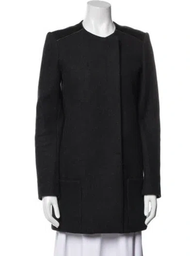 Pre-owned Maje Virgin Wool Coat In Black