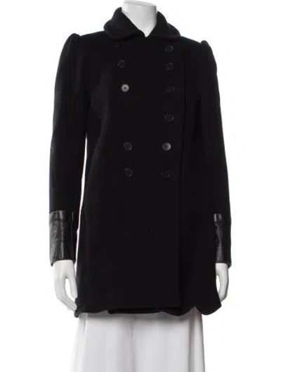 Pre-owned Maje Virgin Wool Coat In Black