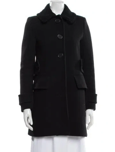 Pre-owned Maje Virgin Wool Coat In Black