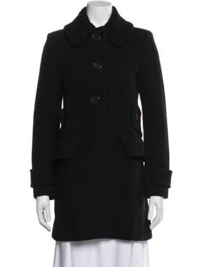 Pre-owned Maje Virgin Wool Coat In Black