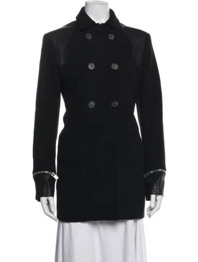 Pre-owned Maje Virgin Wool Coat In Black