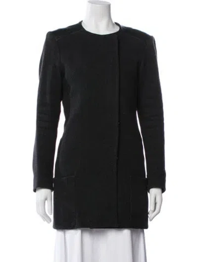 Pre-owned Maje Virgin Wool Coat In Black