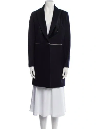Pre-owned Maje Virgin Wool Coat In Blue