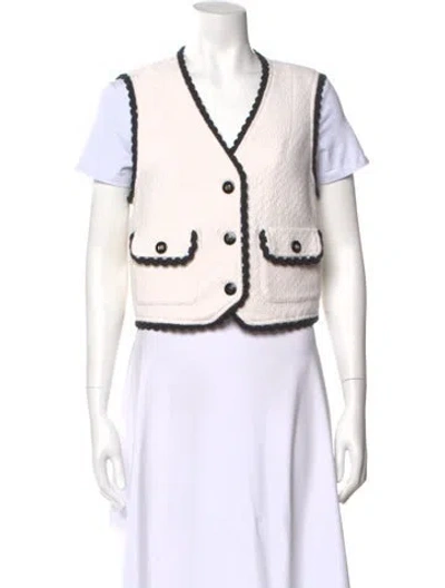 Pre-owned Maje Virgin Wool Colorblock Pattern Sweater In White