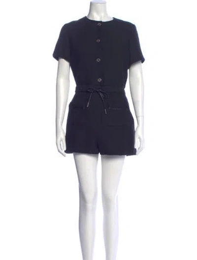 Pre-owned Maje Virgin Wool Crew Neck Romper In Black