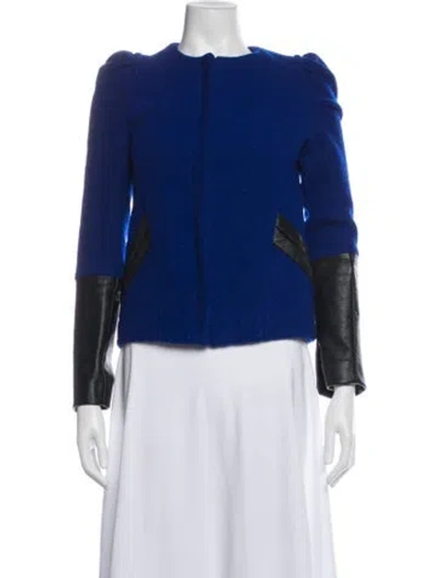 Pre-owned Maje Virgin Wool Jacket In Blue