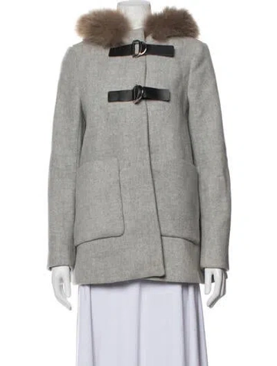 Pre-owned Maje Virgin Wool Jacket In Grey