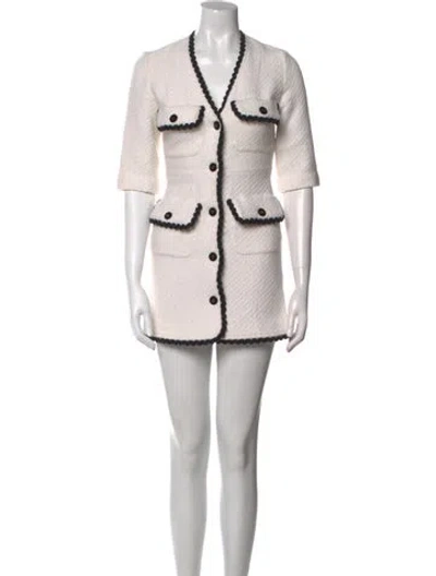 Pre-owned Maje Virgin Wool Mini Dress In Neutral