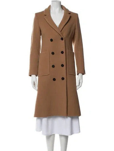 Pre-owned Maje Virgin Wool Peacoat In Brown
