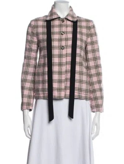 Pre-owned Maje Virgin Wool Plaid Print Jacket In Multi