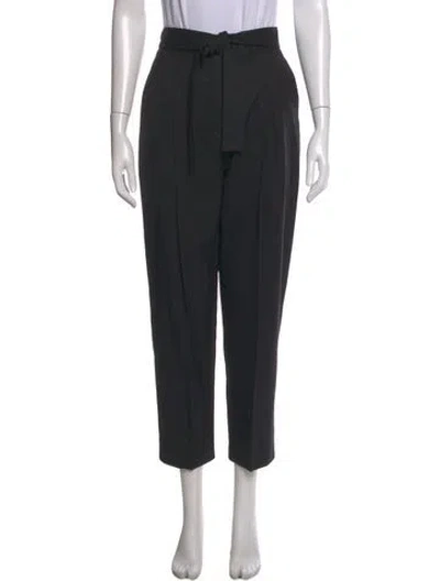 Pre-owned Maje Virgin Wool Straight Leg Pants In Black