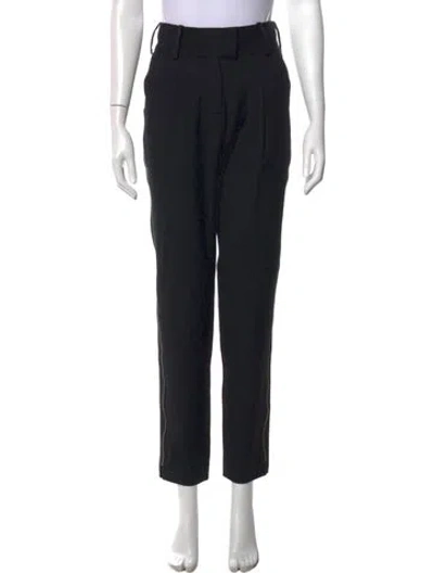 Pre-owned Maje Virgin Wool Straight Leg Pants In Black