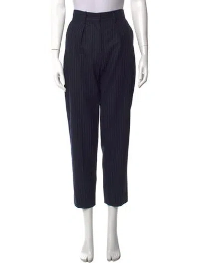 Pre-owned Maje Virgin Wool Straight Leg Pants In Blue